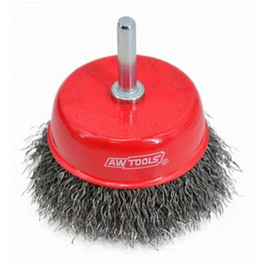 AWTOOLS CRIMPED WIRE CUP BRUSH 50mm/ SPINDLE MOUNT AW55151