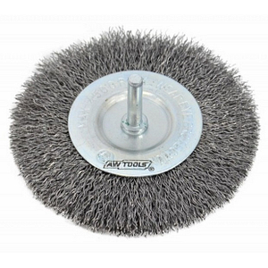 AWTOOLS CRIMPED WIRE WHEEL BRUSH 100mm/ SPINDLE MOUNT AW55175