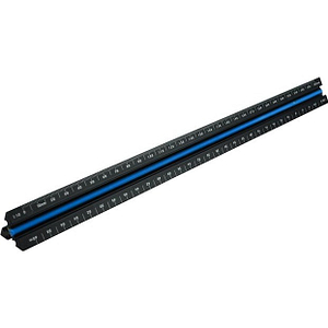 Faithfull Prestige Tri-Scale Architect Rule Black Aluminium 300mm FAIRULETACNC
