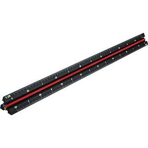 Faithfull Prestige Tri-Scale Engineer Rule Black Aluminium 300mm FAIRULETECNC