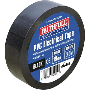 FAITHFULL PVC Electrical Tape Black 19mm x 20m