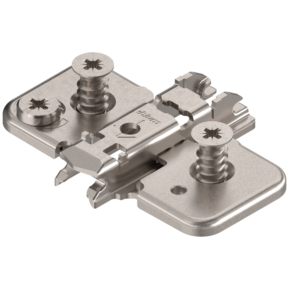 173H9100.22 CLIP mounting plate, cruciform, 0 mm, steel, for screwing on with pre-mounted system screws, HA: cam