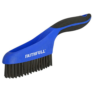 Faithfull Scratch Brush Soft Grip 4 x 16 Row Stainless Steel – FAISB164SS