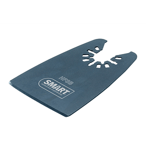 Blue board fin blade with cutouts near the base and SMART branding, used for water sports like surfing or stand-up paddling.