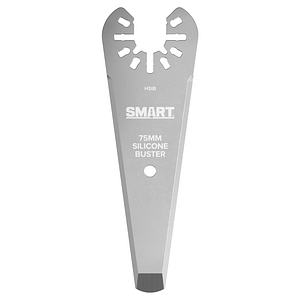 75mm silicone buster tool labeled SMART, tapered grey blade with perforated top slots and a central hole